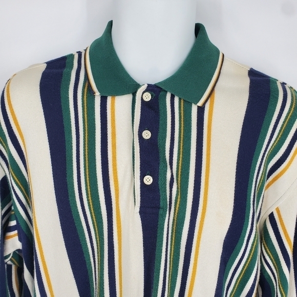 Vintage Dockers Polo Shirt Men’s Small Striped Long Sleeve 90s Made In USA - Picture 2 of 8